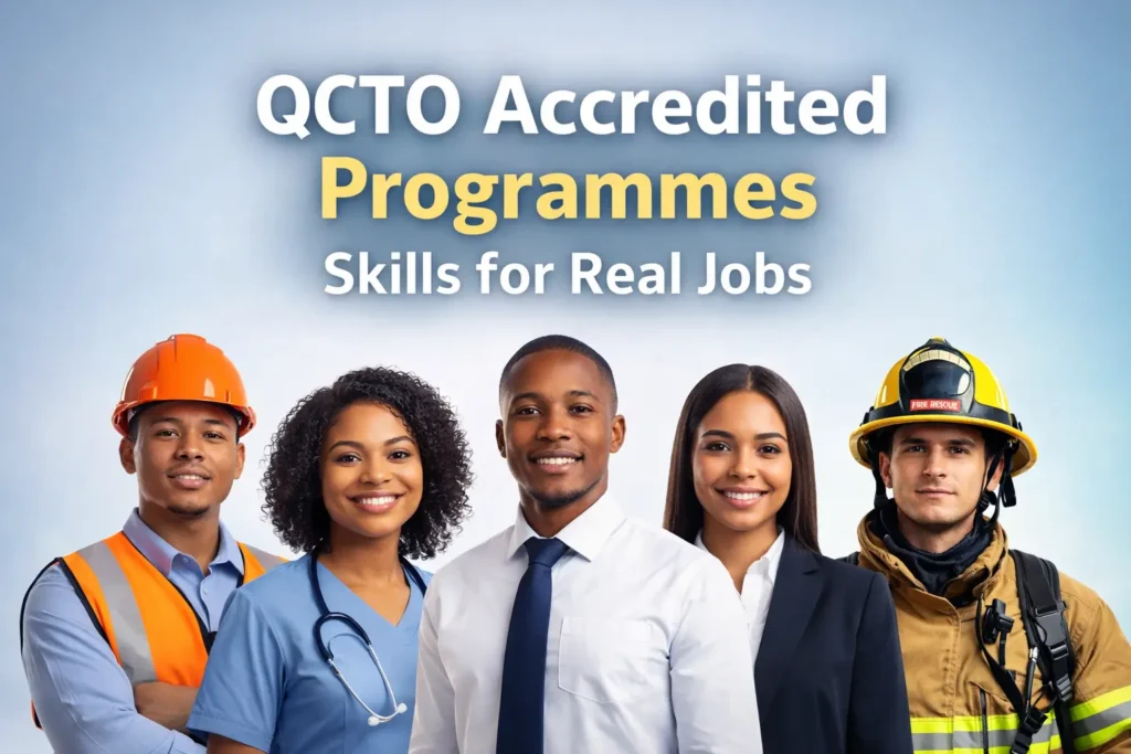 Diverse South African youth showcasing skills from QCTO accredited programmes